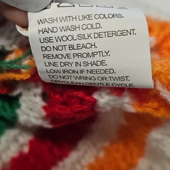 Rainbow striped Crocheted Knit Crop Cardigan Top Blouse Size XL Rainbowcore 3654 - Picture 4 of 5